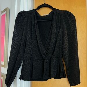 &Other Stories, Paris Atelier | Jacquard ruffled black blouse (size M)